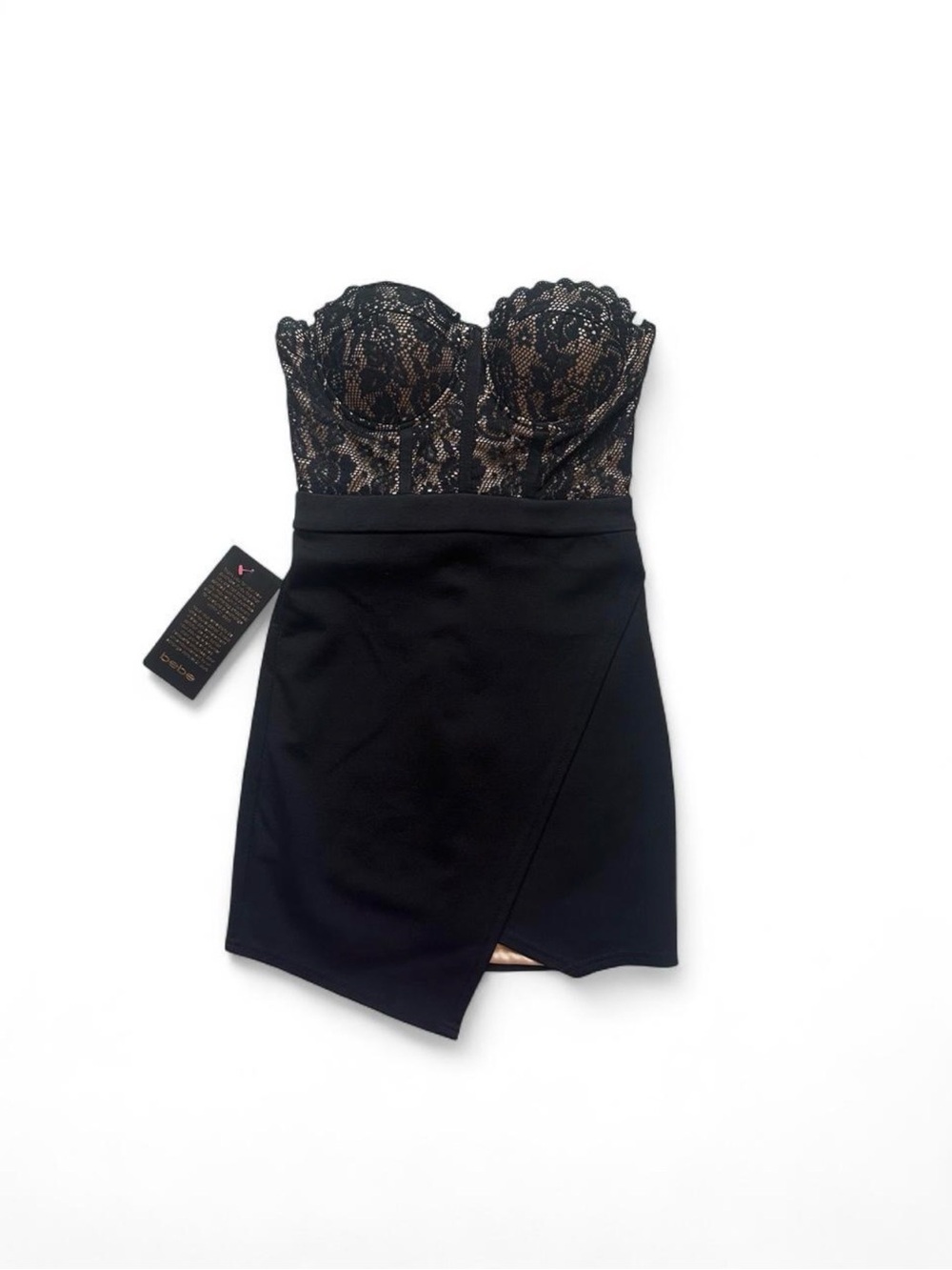 BEBE Black Lace Bustier Dress